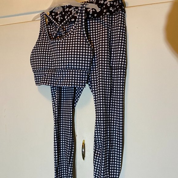 Checked Black & White Two Piece Athletic Works Top and Pants - Picture 2 of 15